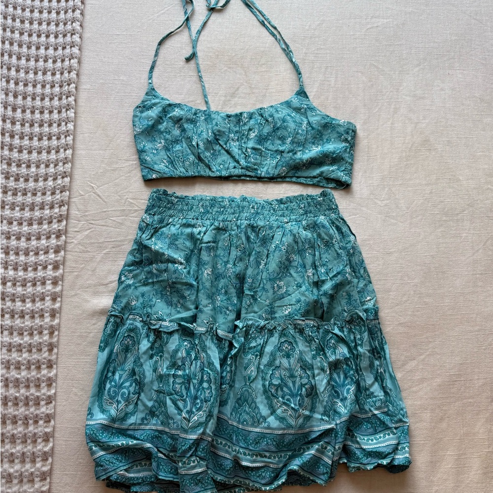 Bohemian Teal Skirt Set